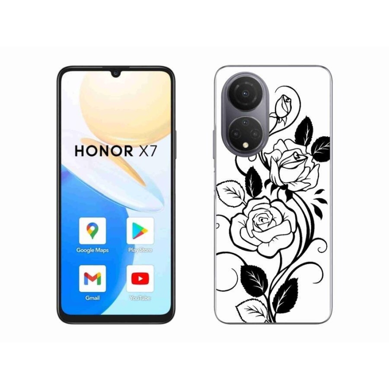 Gelový kryt mmCase na mobil Honor X7 - černobílá růže