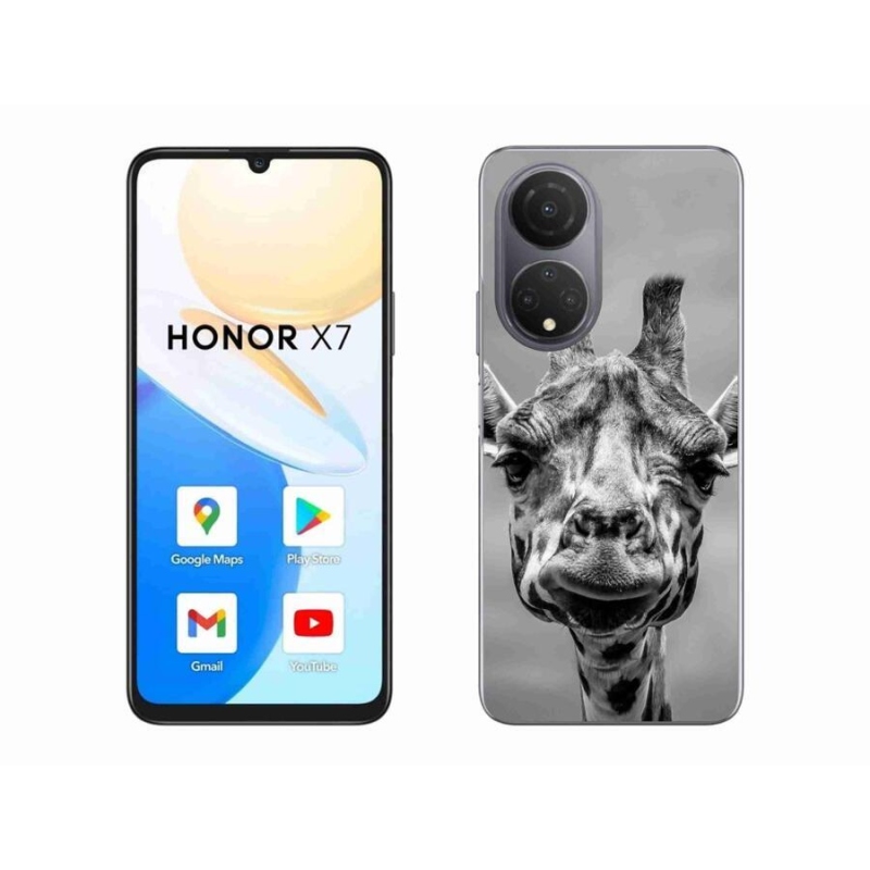 Gelový kryt mmCase na mobil Honor X7 - černobílá žirafa
