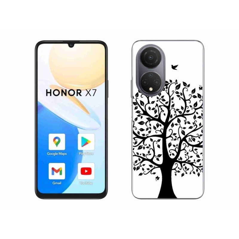 Gelový kryt mmCase na mobil Honor X7 - černobílý strom