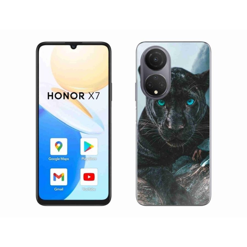 Gelový kryt mmCase na mobil Honor X7 - černý panter