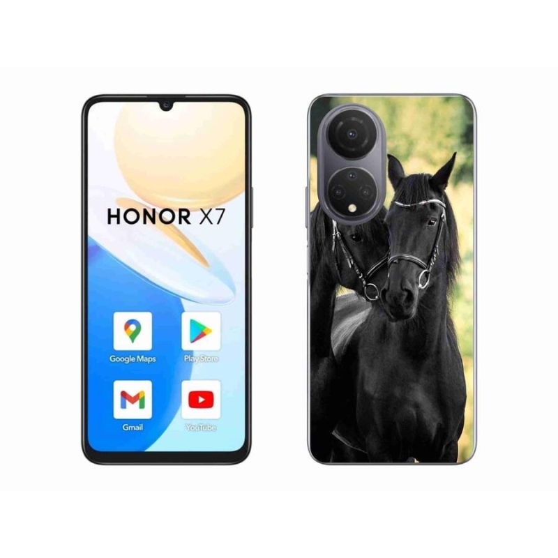 Gelový kryt mmCase na mobil Honor X7 - dva černí koně