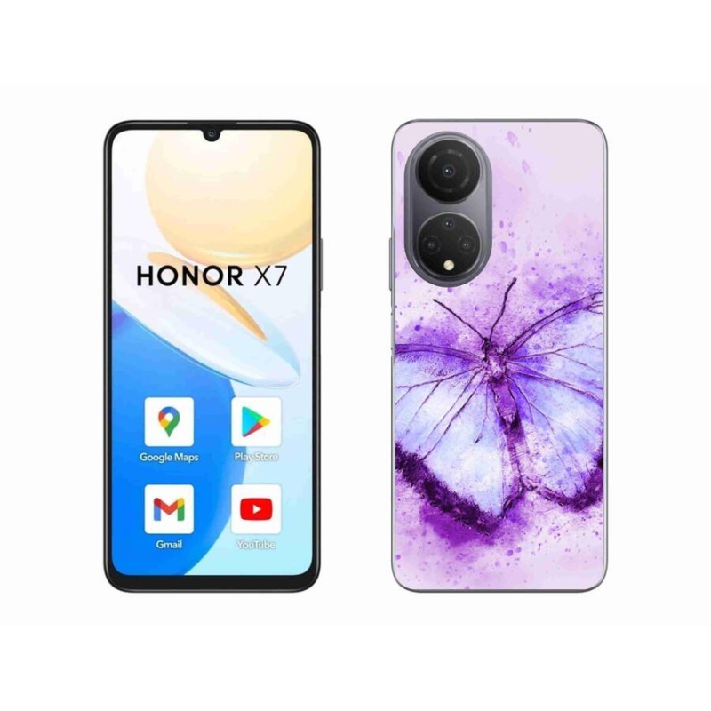 Gelový kryt mmCase na mobil Honor X7 - fialový motýl