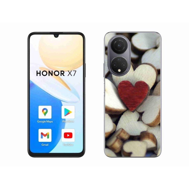 Gelový kryt mmCase na mobil Honor X7 - gravírované červené srdce