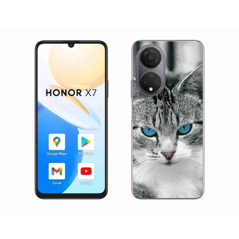 Gelový kryt mmCase na mobil Honor X7 - kočičí pohled 1
