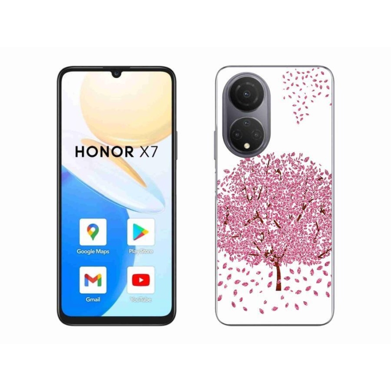 Gelový kryt mmCase na mobil Honor X7 - kreslený strom s listy