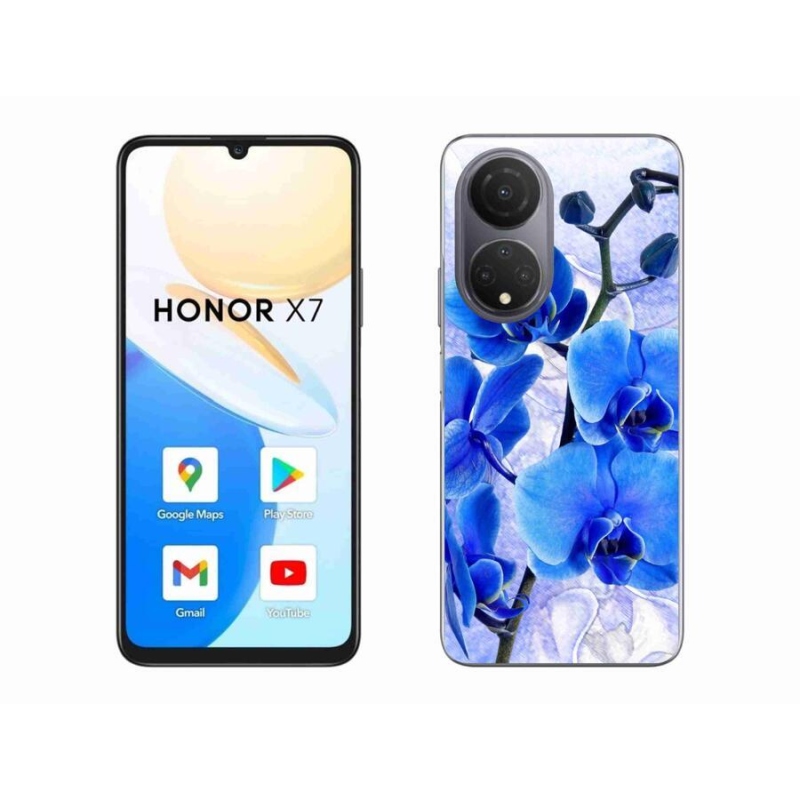 Gelový kryt mmCase na mobil Honor X7 - modré květy