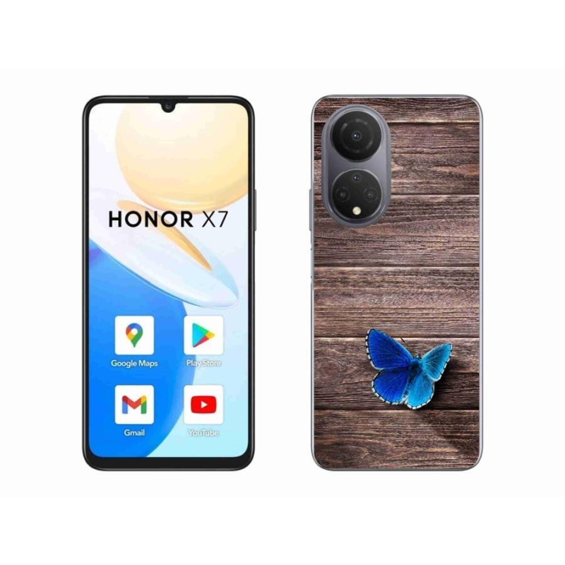Gelový kryt mmCase na mobil Honor X7 - modrý motýl 1
