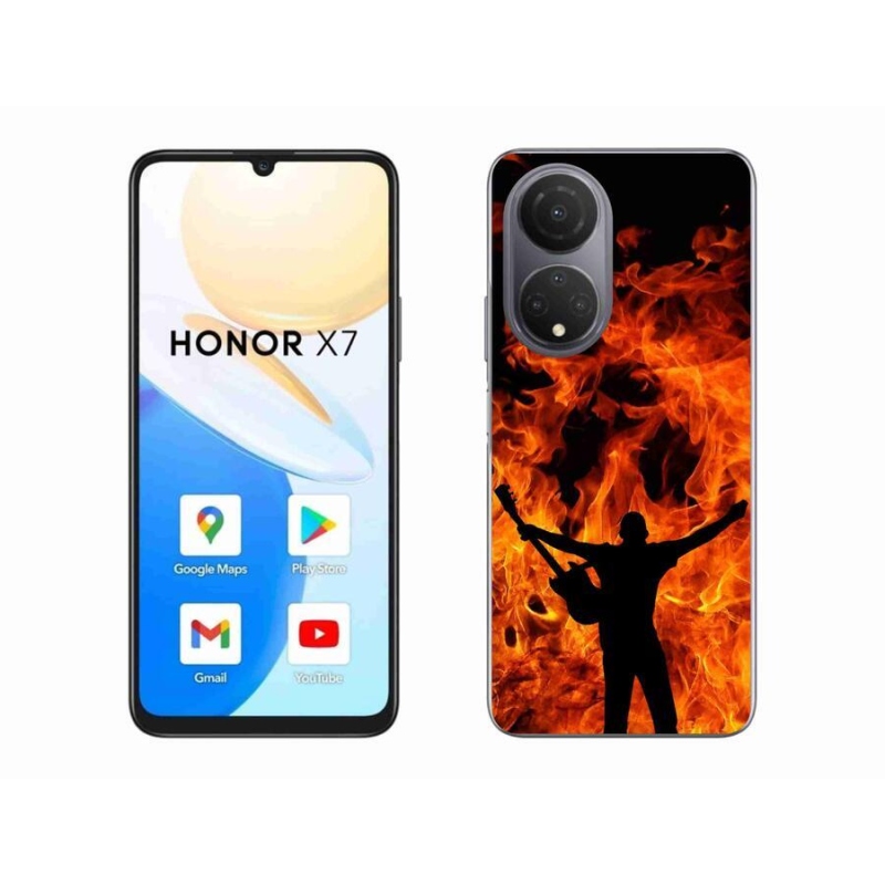 Gelový kryt mmCase na mobil Honor X7 - muzikant a oheň