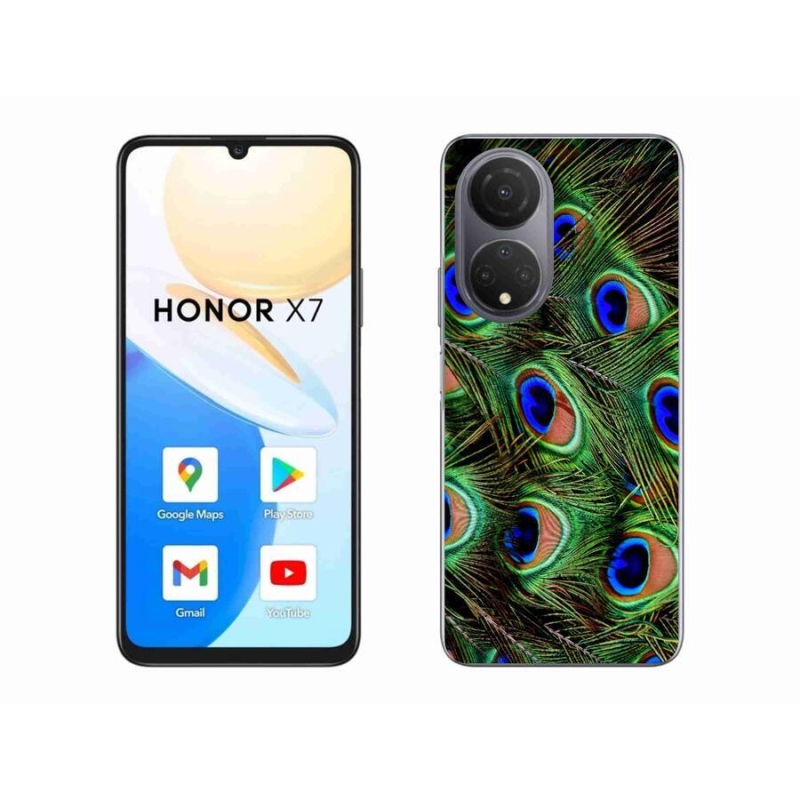 Gelový kryt mmCase na mobil Honor X7 - paví peří