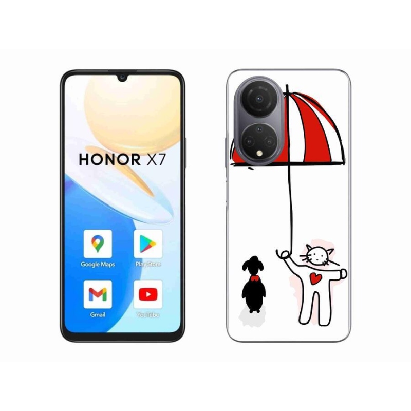 Gelový kryt mmCase na mobil Honor X7 - pejsek a kočička