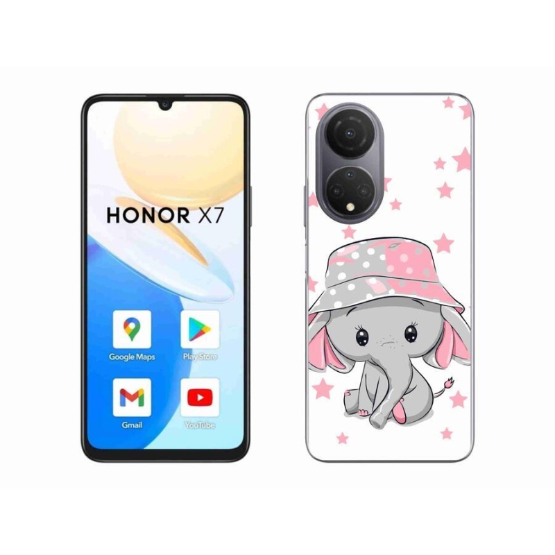 Gelový kryt mmCase na mobil Honor X7 - růžový slon