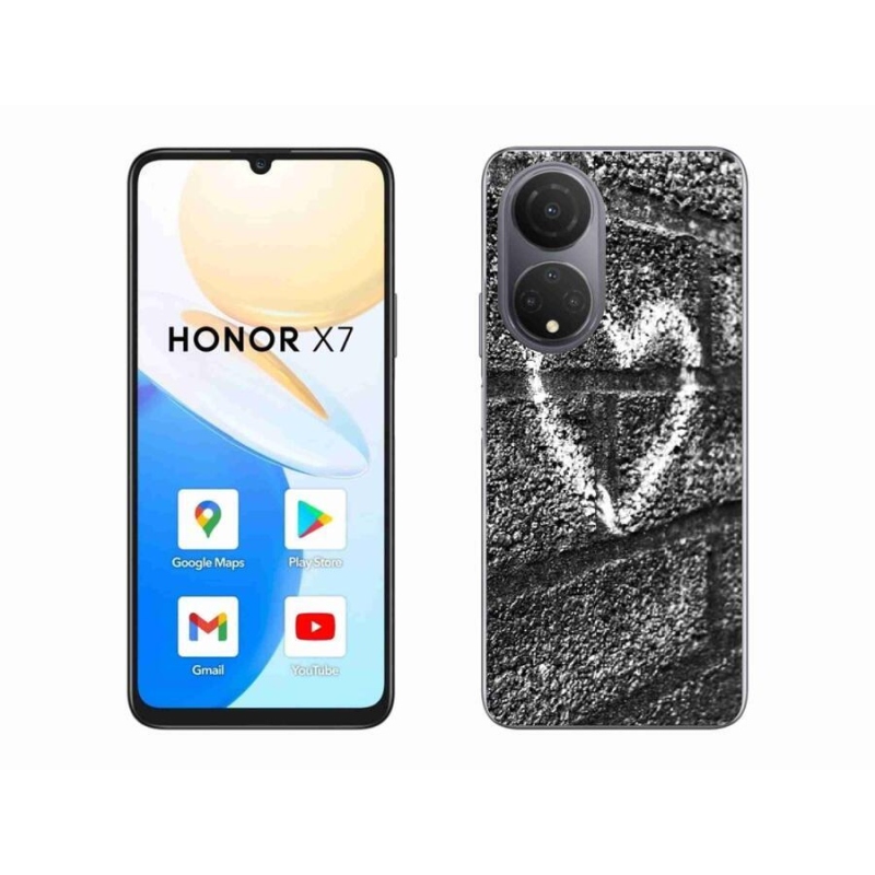 Gelový kryt mmCase na mobil Honor X7 - srdce na zdi