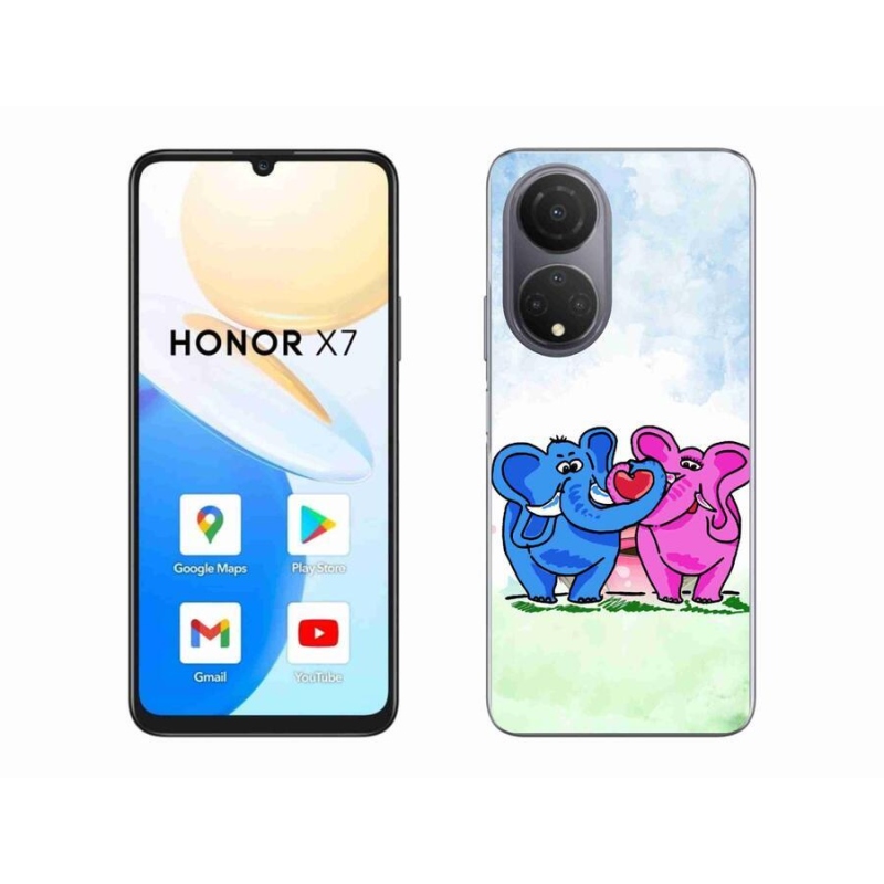 Gelový kryt mmCase na mobil Honor X7 - zamilovaní sloni