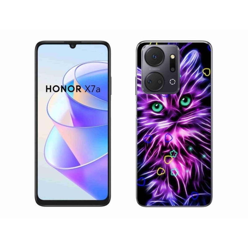 Gelový kryt mmCase na mobil Honor X7a - abstraktní kočka