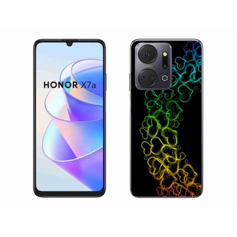 Gelový kryt mmCase na mobil Honor X7a - barevná srdíčka