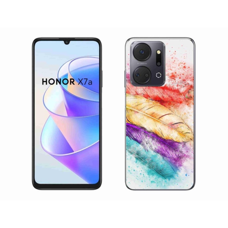 Gelový kryt mmCase na mobil Honor X7a - barevné peří