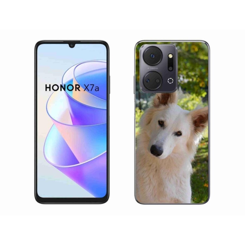 Gelový kryt mmCase na mobil Honor X7a - bílý švýcarský ovčák 1