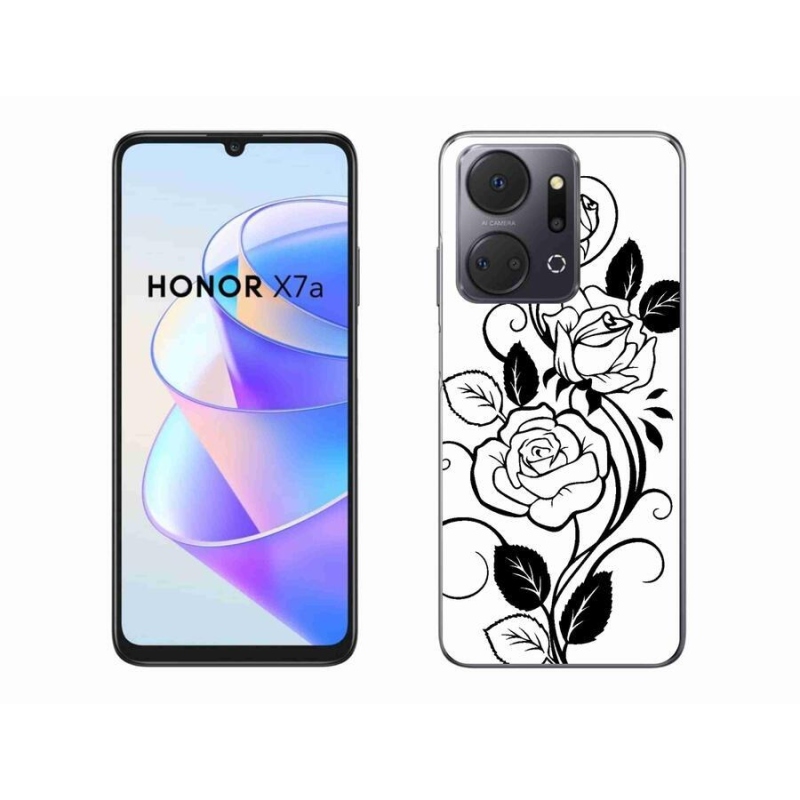 Gelový kryt mmCase na mobil Honor X7a - černobílá růže