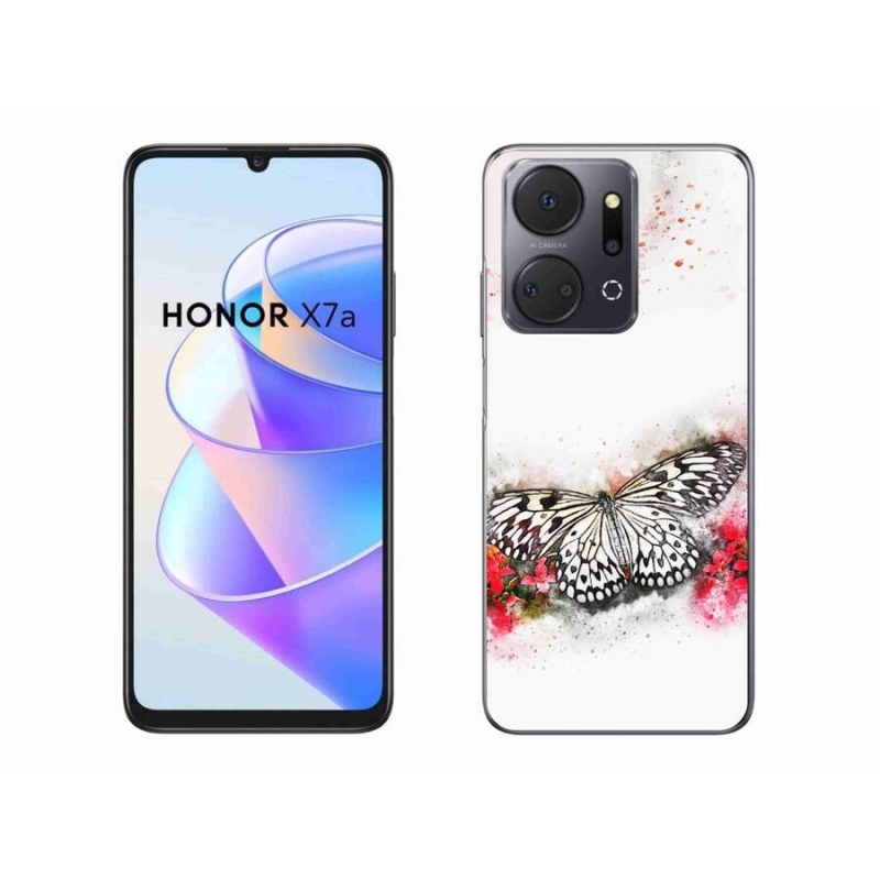 Gelový kryt mmCase na mobil Honor X7a - černobílý motýl