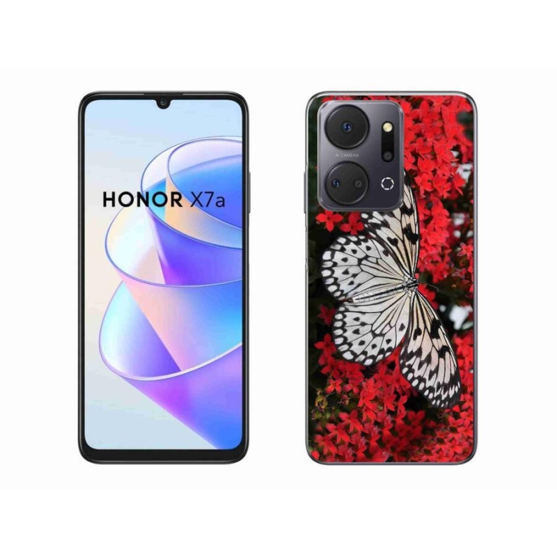 Gelový kryt mmCase na mobil Honor X7a - černobílý motýl 1