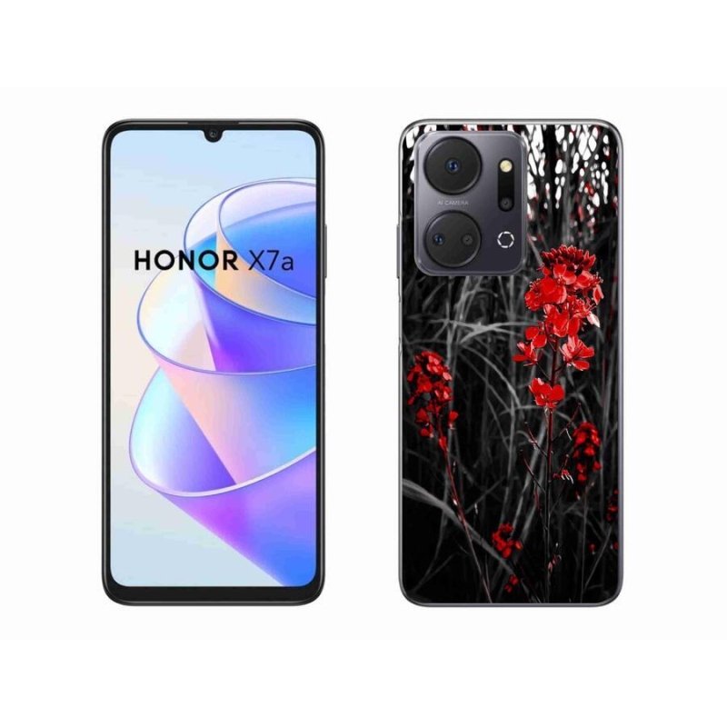 Gelový kryt mmCase na mobil Honor X7a - červená rostlina