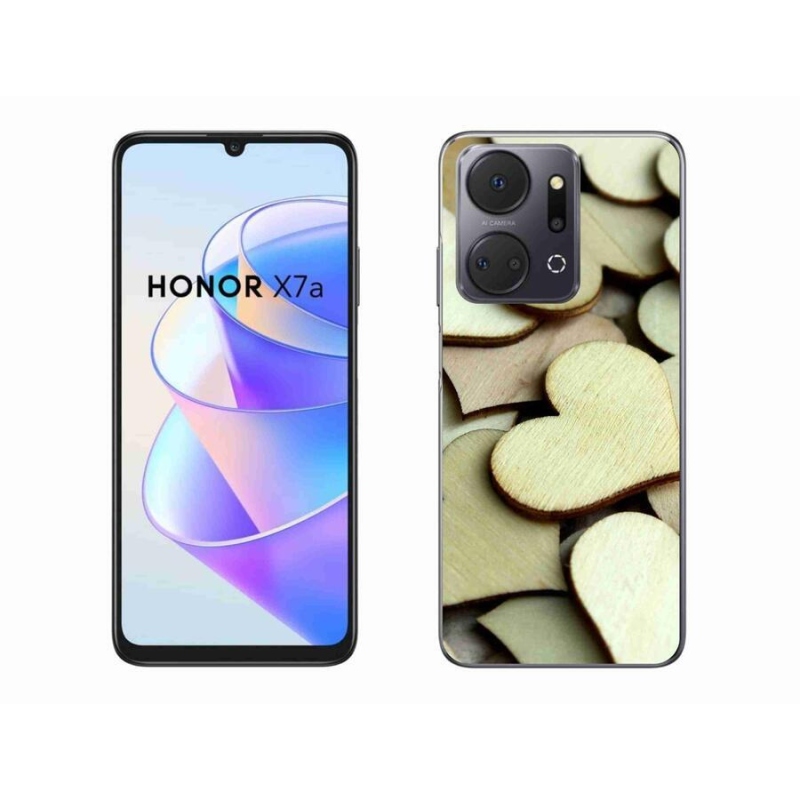 Gelový kryt mmCase na mobil Honor X7a - dřevěná srdíčka