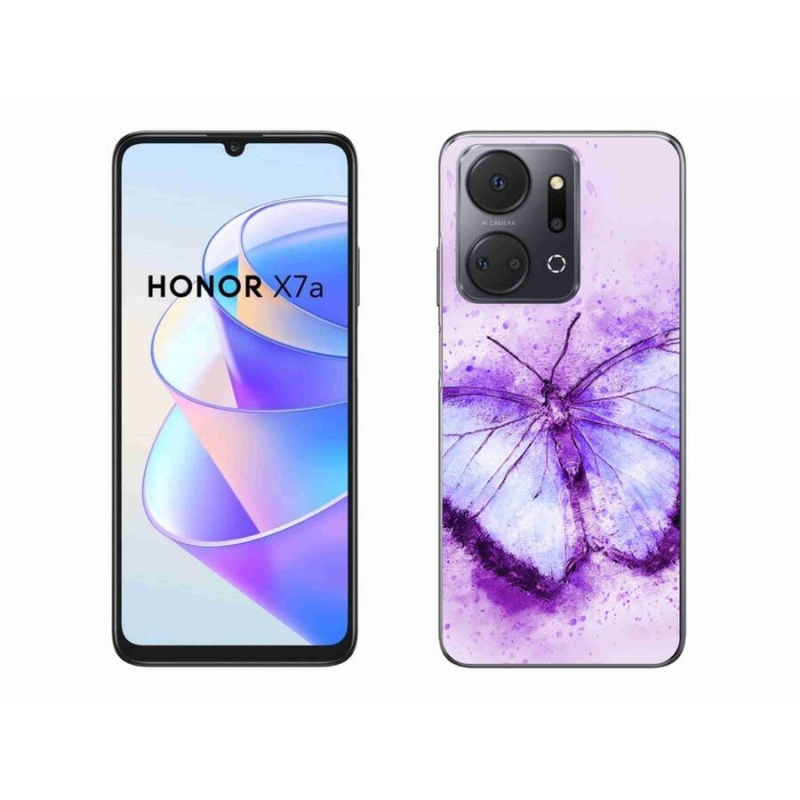 Gelový kryt mmCase na mobil Honor X7a - fialový motýl