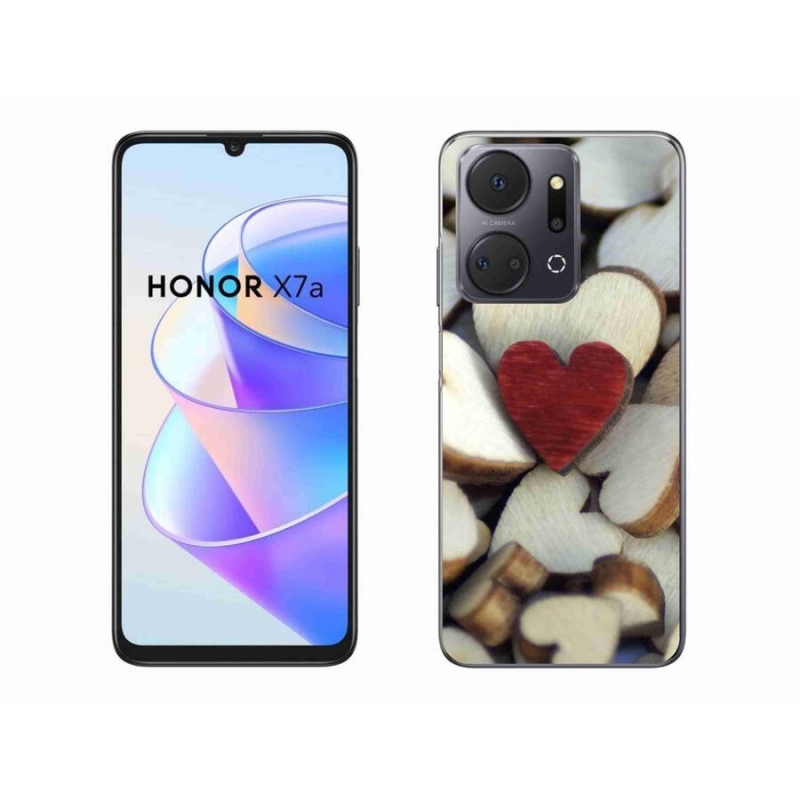 Gelový kryt mmCase na mobil Honor X7a - gravírované červené srdce