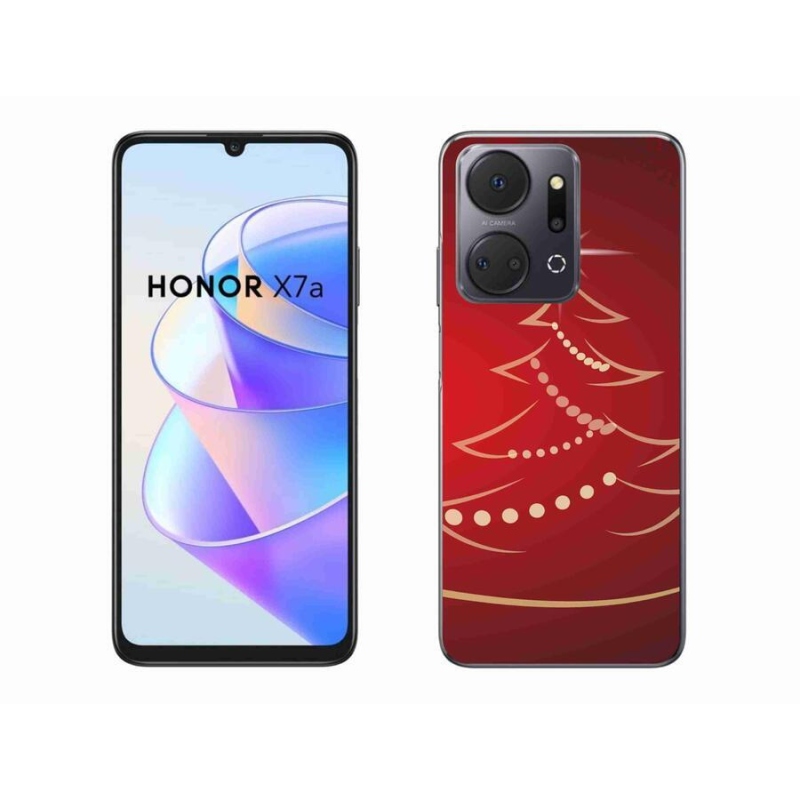 Gelový kryt mmCase na mobil Honor X7a - kreslený vánoční stromek
