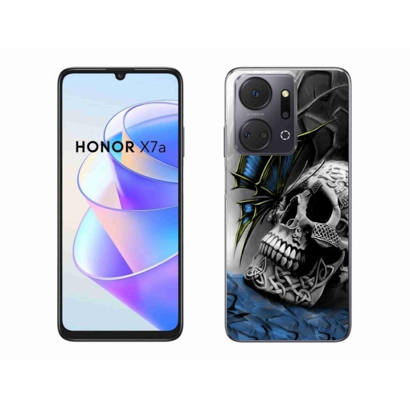 Gelový kryt mmCase na mobil Honor X7a - motýl a lebka
