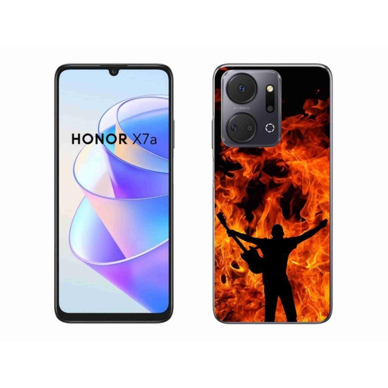 Gelový kryt mmCase na mobil Honor X7a - muzikant a oheň