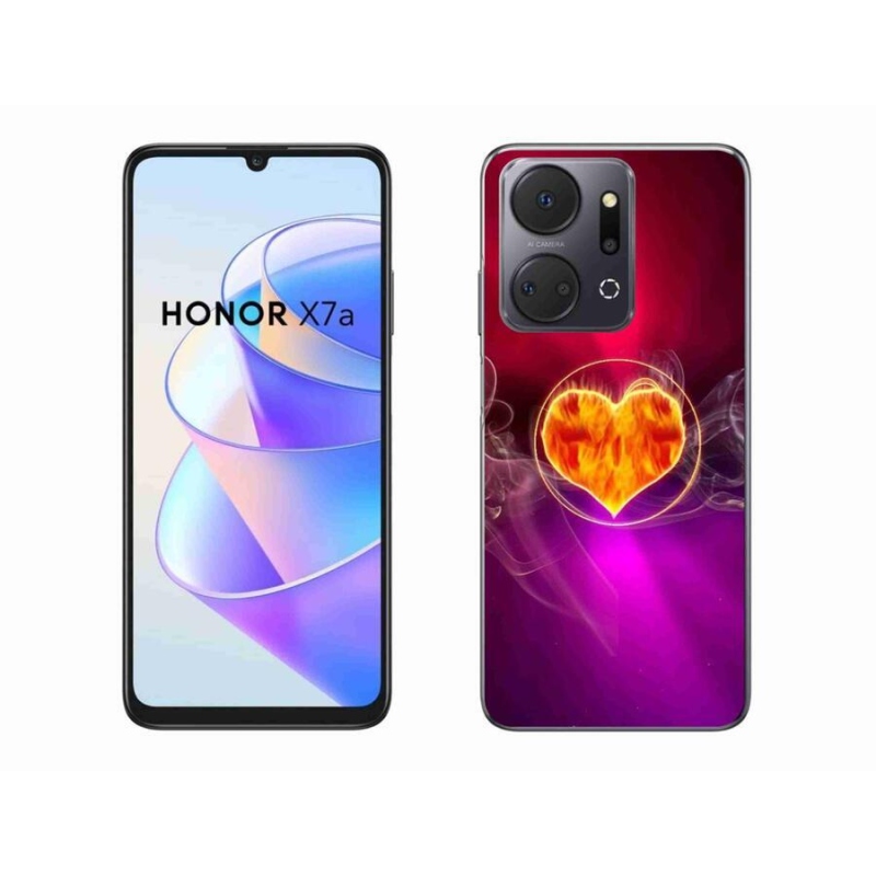 Gelový kryt mmCase na mobil Honor X7a - ohnivé srdce