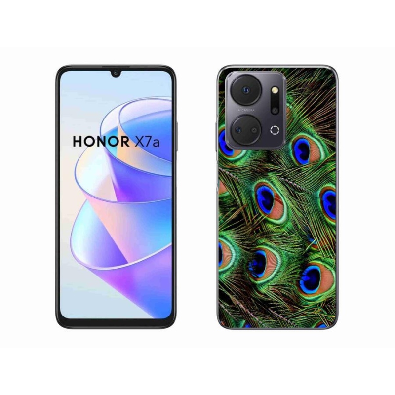 Gelový kryt mmCase na mobil Honor X7a - paví peří