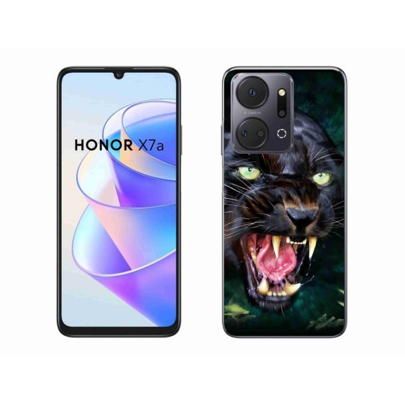 Gelový kryt mmCase na mobil Honor X7a - rozzuřený černý panter