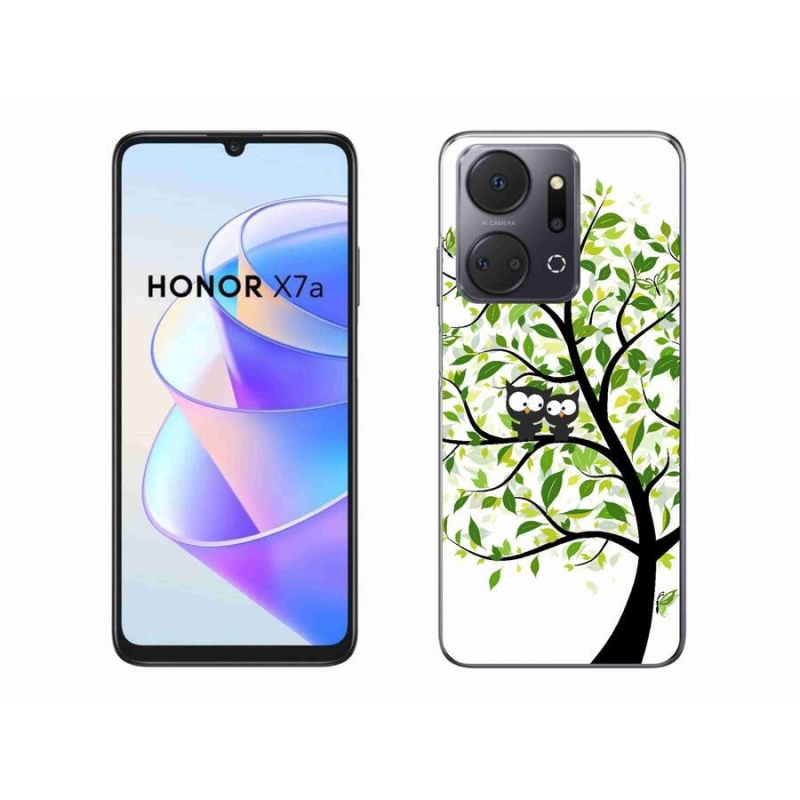 Gelový kryt mmCase na mobil Honor X7a - sovičky na stromě