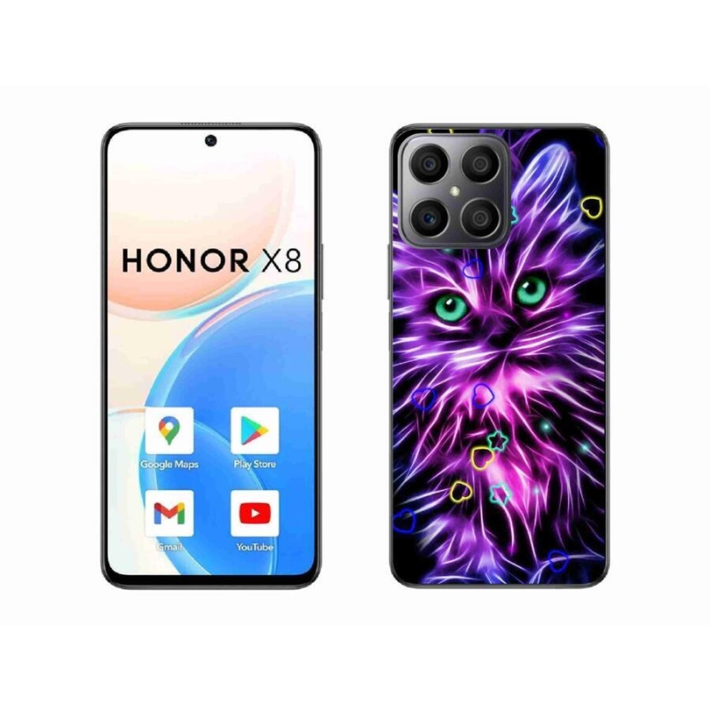 Gelový kryt mmCase na mobil Honor X8 4G - abstraktní kočka