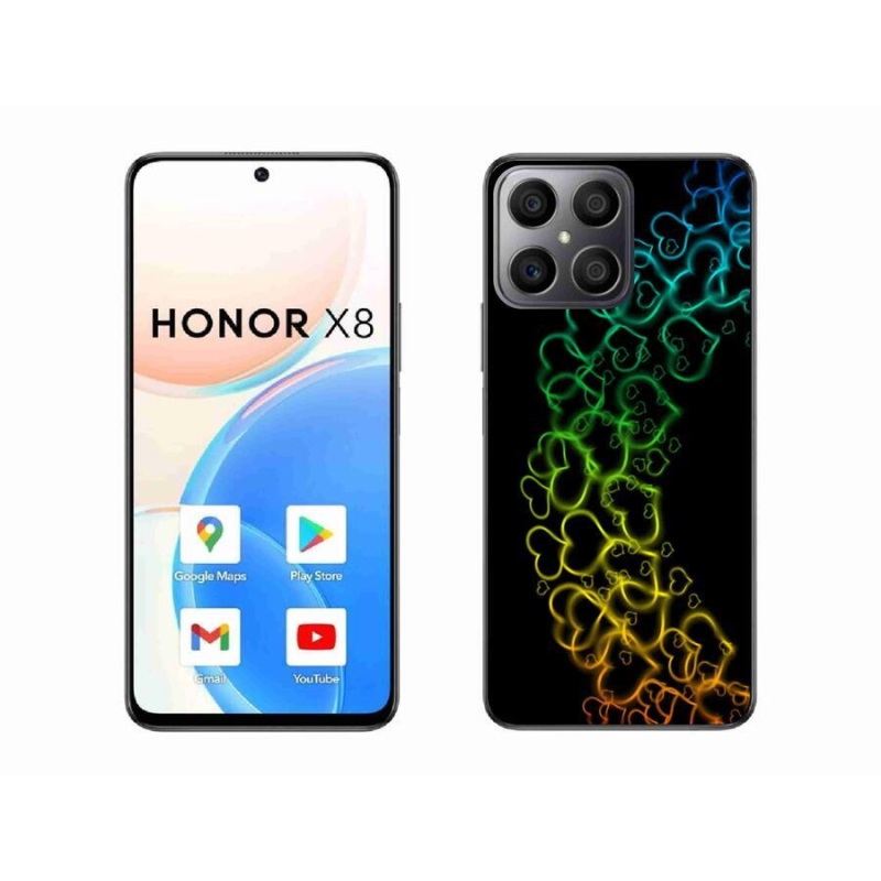 Gelový kryt mmCase na mobil Honor X8 4G - barevná srdíčka