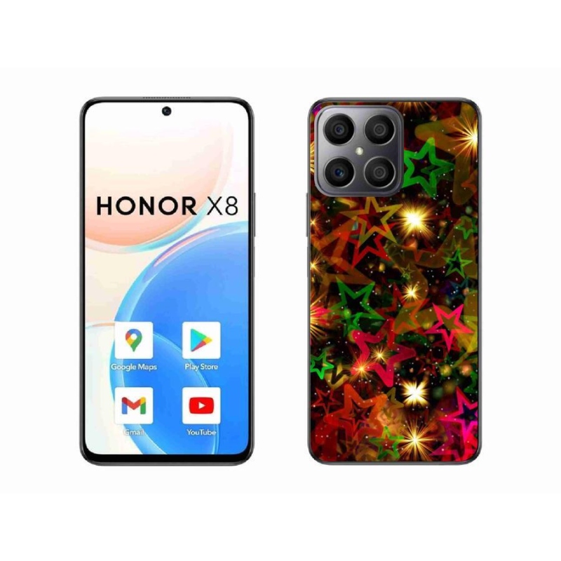 Gelový kryt mmCase na mobil Honor X8 4G - barevné hvězdičky
