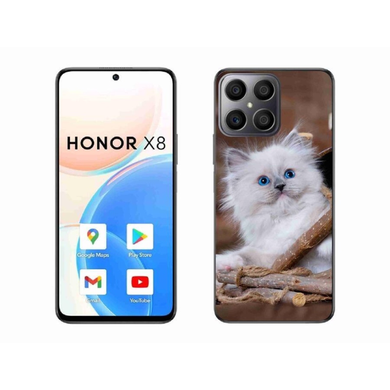 Gelový kryt mmCase na mobil Honor X8 4G - bílé kotě
