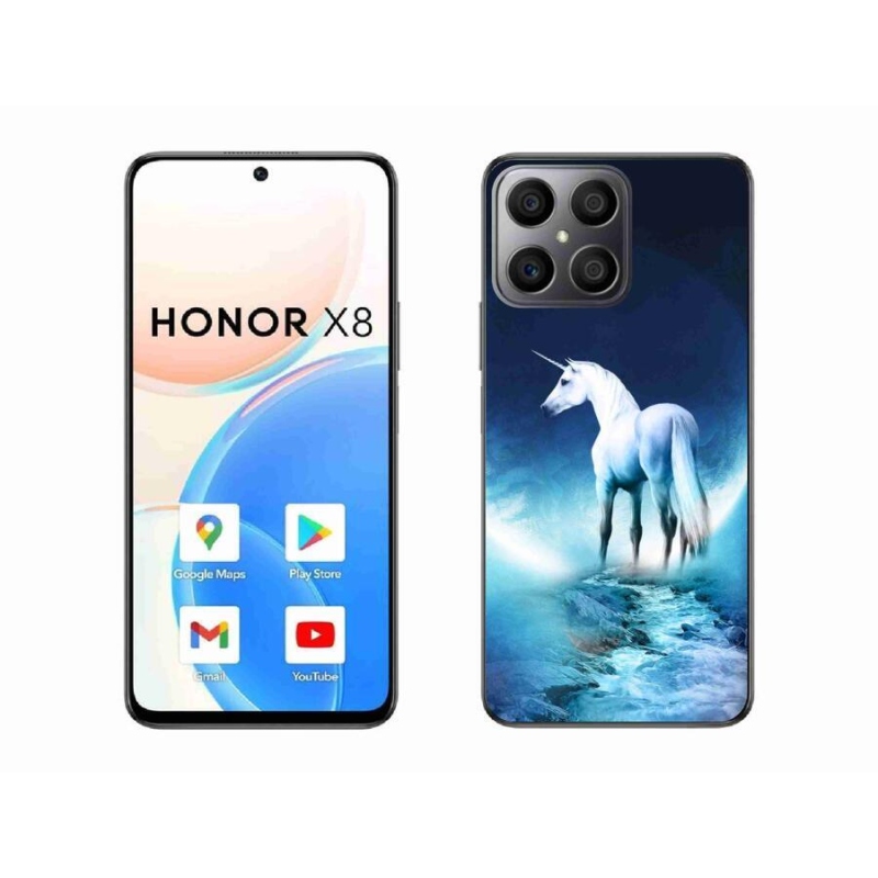Gelový kryt mmCase na mobil Honor X8 4G - bílý jednorožec