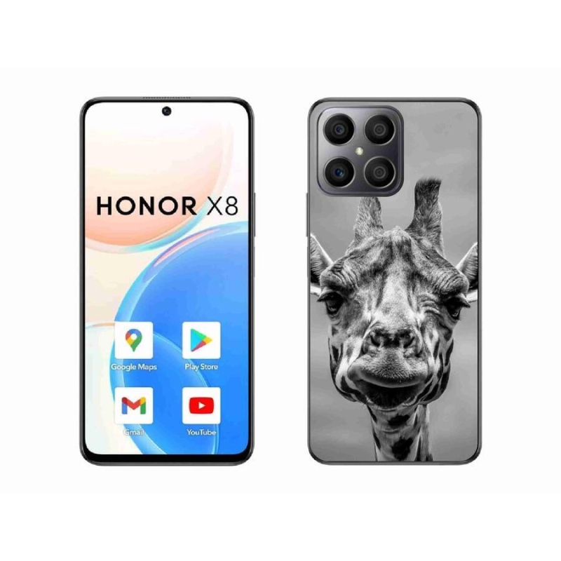 Gelový kryt mmCase na mobil Honor X8 4G - černobílá žirafa