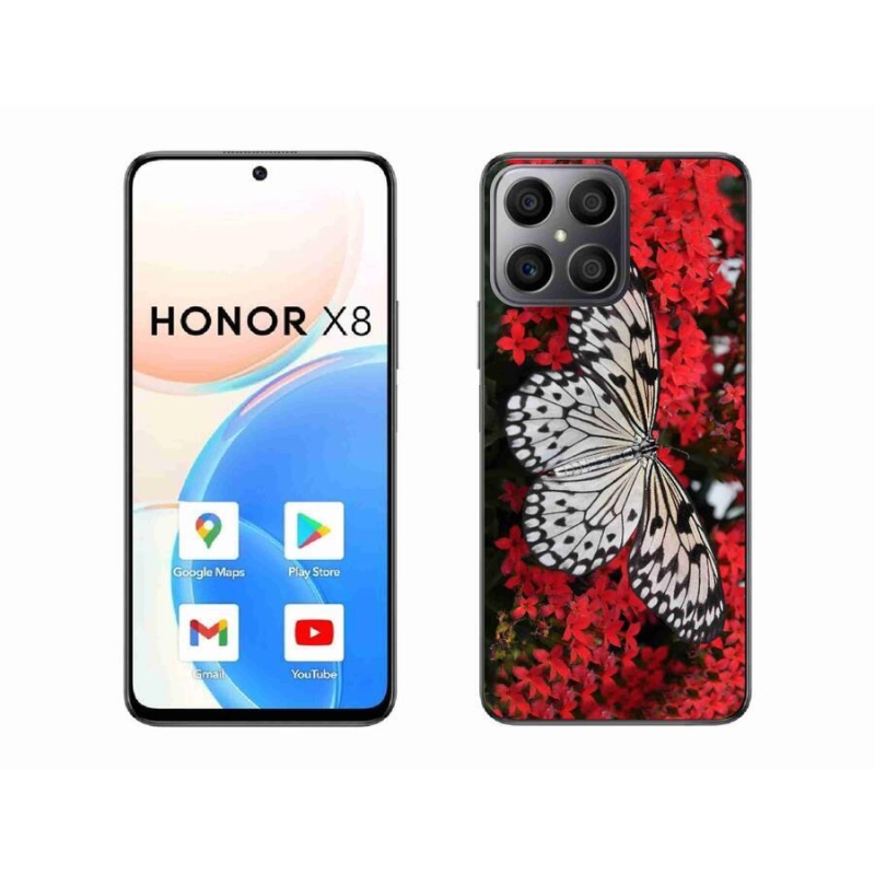 Gelový kryt mmCase na mobil Honor X8 4G - černobílý motýl 1