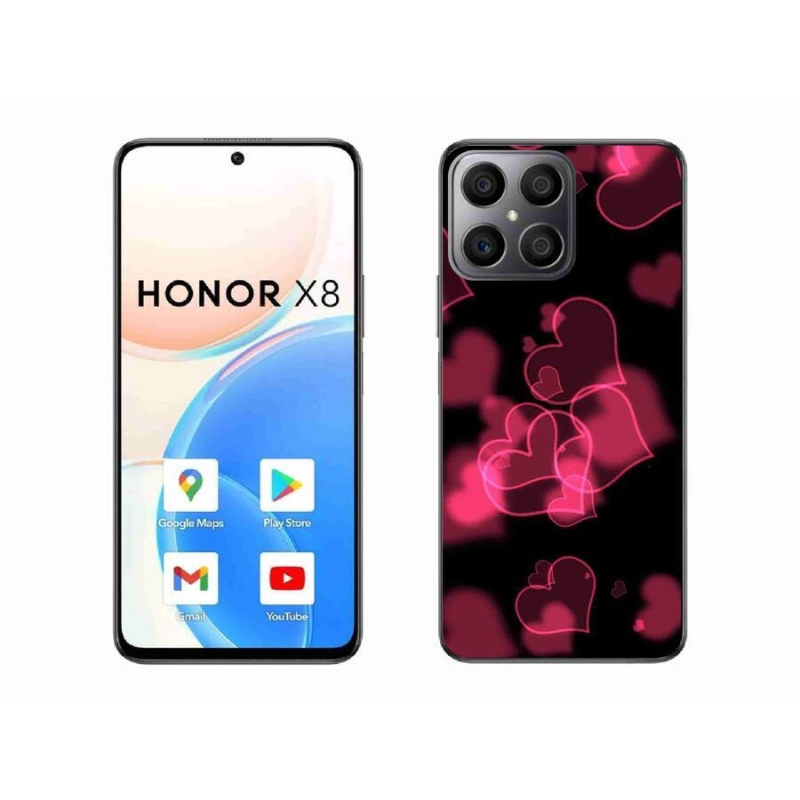 Gelový kryt mmCase na mobil Honor X8 4G - červená srdíčka