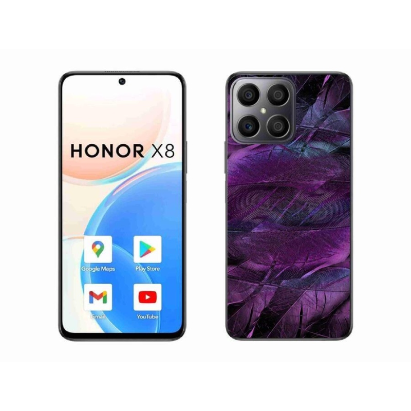 Gelový kryt mmCase na mobil Honor X8 4G - fialová pírka