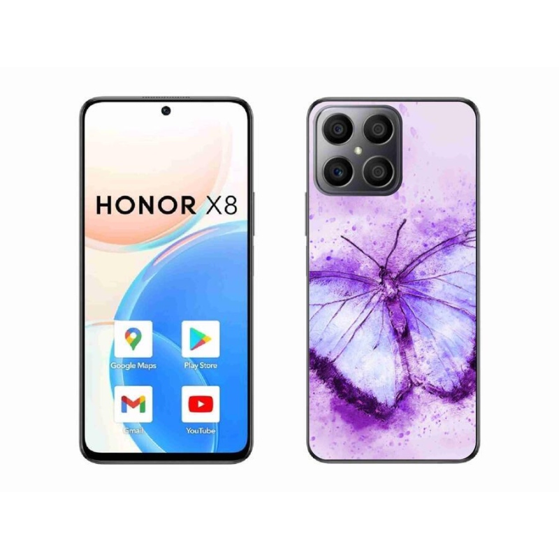Gelový kryt mmCase na mobil Honor X8 4G - fialový motýl