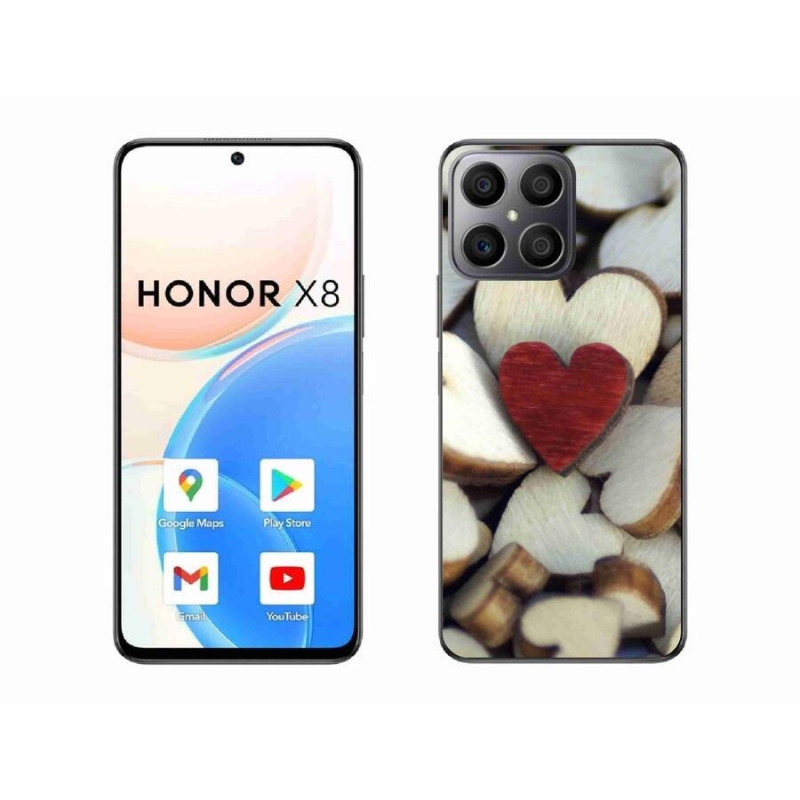 Gelový kryt mmCase na mobil Honor X8 4G - gravírované červené srdce