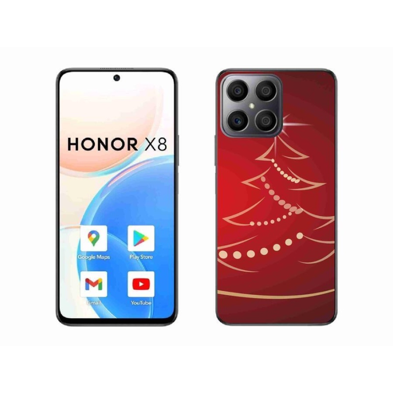 Gelový kryt mmCase na mobil Honor X8 4G - kreslený vánoční stromek