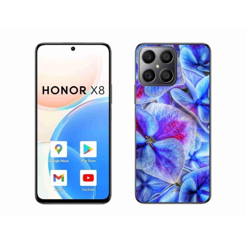 Gelový kryt mmCase na mobil Honor X8 4G - modré květy 1