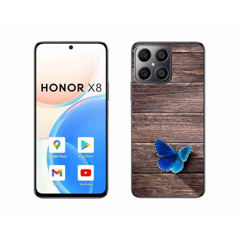 Gelový kryt mmCase na mobil Honor X8 4G - modrý motýl 1