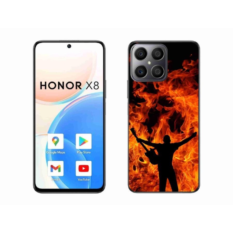 Gelový kryt mmCase na mobil Honor X8 4G - muzikant a oheň